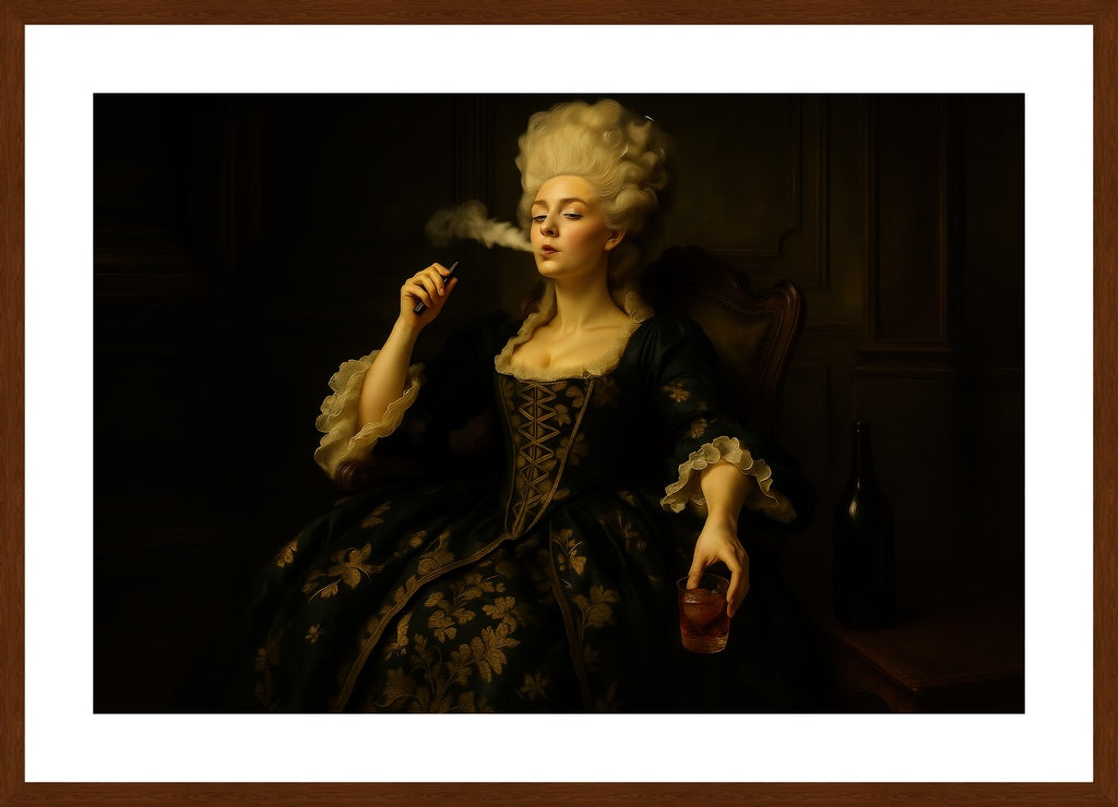 Regal Vape Queen affisch stylad i interiörmiljö med mörk ekram.