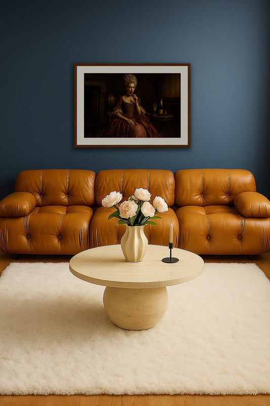 Rococo Lollipop Muse affisch stylad i interiörmiljö.