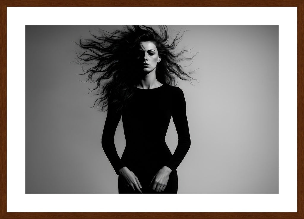 Shadowless Stride affisch stylad i interiörmiljö med mörk ekram.