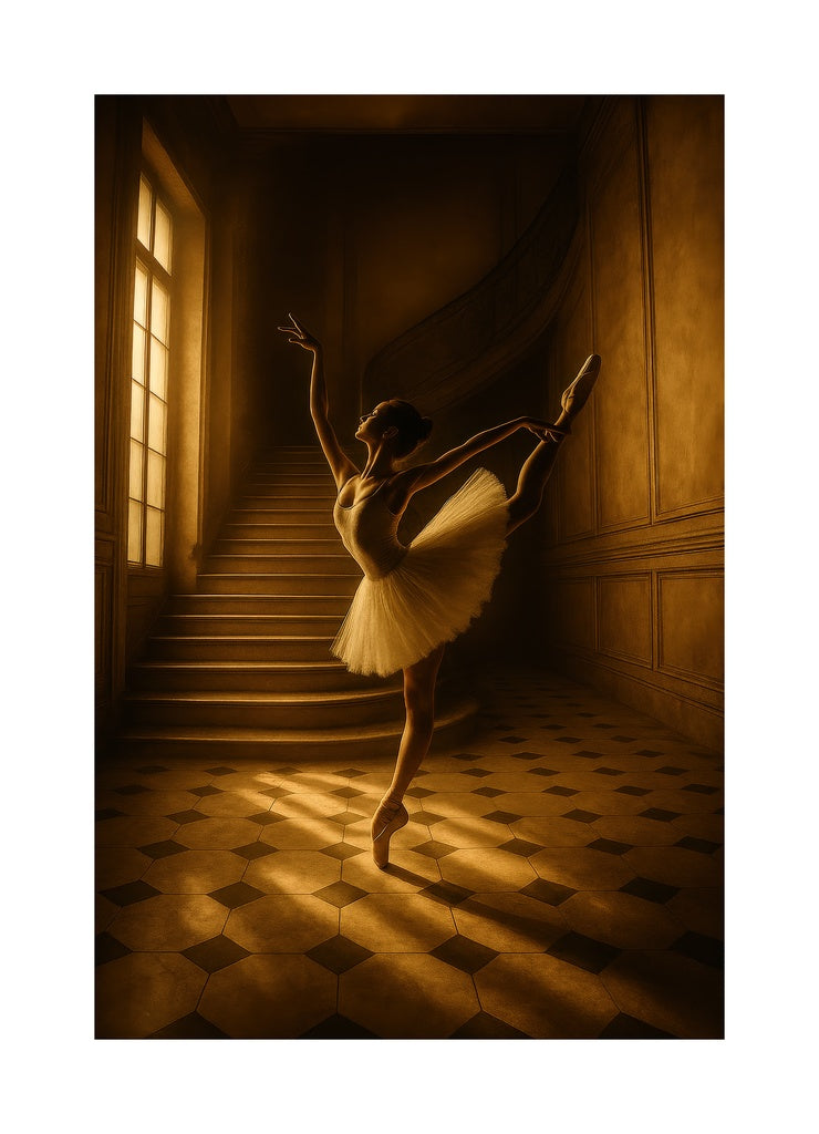 Ballerina in Golden Light II affisch med passepartout.