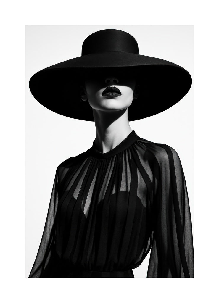 Bold Elegance in Veil of Shadows affisch med passepartout.