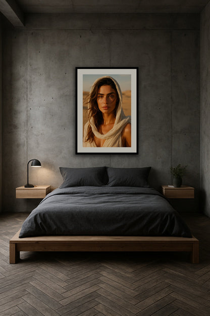 Desert Elegance affisch stylad i interiörmiljö.