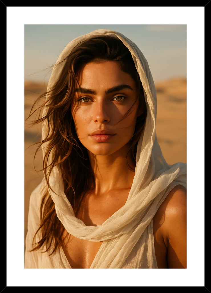 Desert Elegance affisch stylad i interiörmiljö med svart ram.