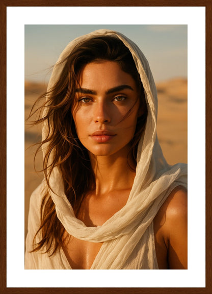 Desert Elegance affisch stylad i interiörmiljö med mörk ekram.