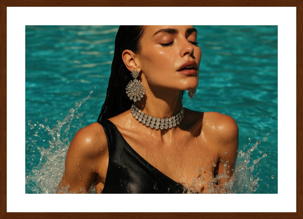 Diamond Pool Goddess affisch stylad i interiörmiljö med mörk ekram.