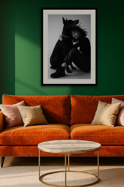 Fierce Companion affisch stylad i interiörmiljö.