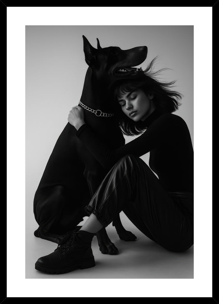 Fierce Companion affisch stylad i interiörmiljö med svart ram.