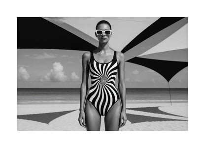 Hypnotic Beach Geometry affisch med passepartout.