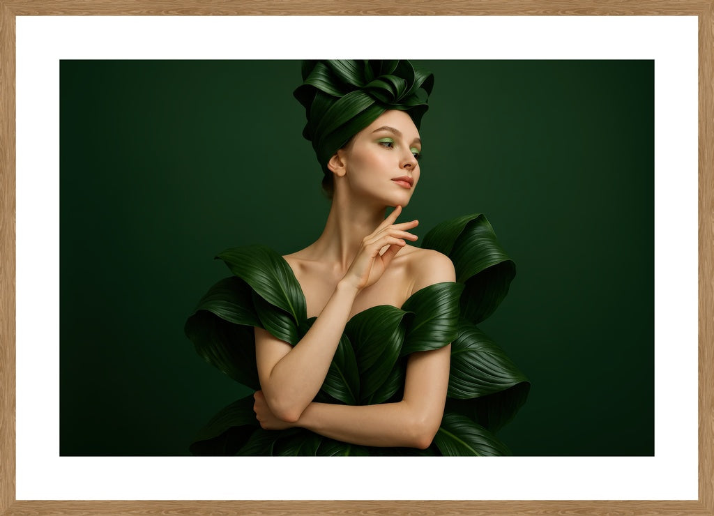 Leaf Couture II affisch stylad i interiörmiljö med ekram.