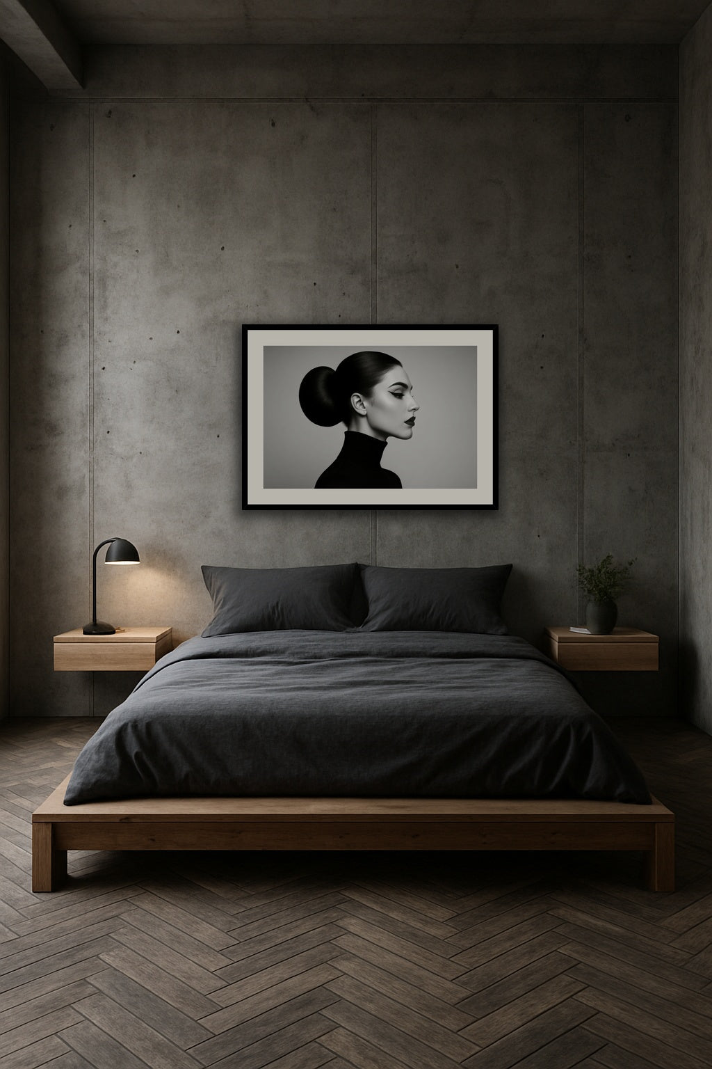 Monochrome Profile affisch stylad i interiörmiljö.