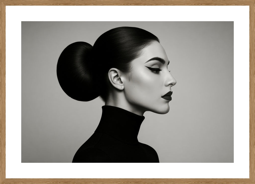 Monochrome Profile affisch stylad i interiörmiljö med ekram.