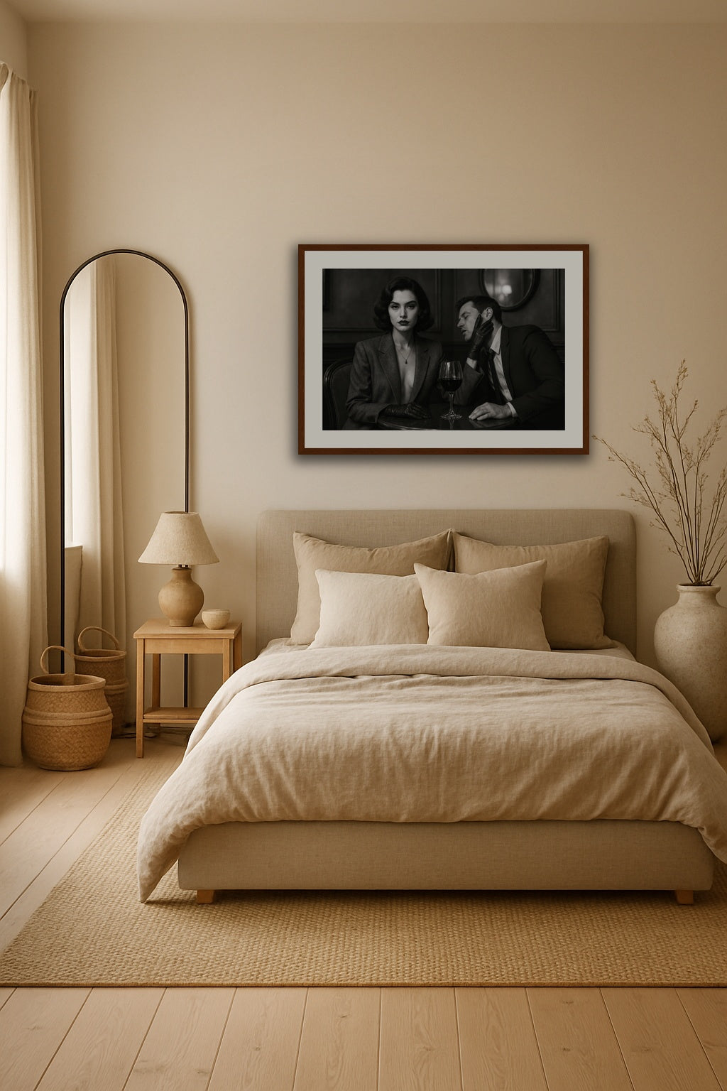 Noir Cafe Drama affisch stylad i interiörmiljö.