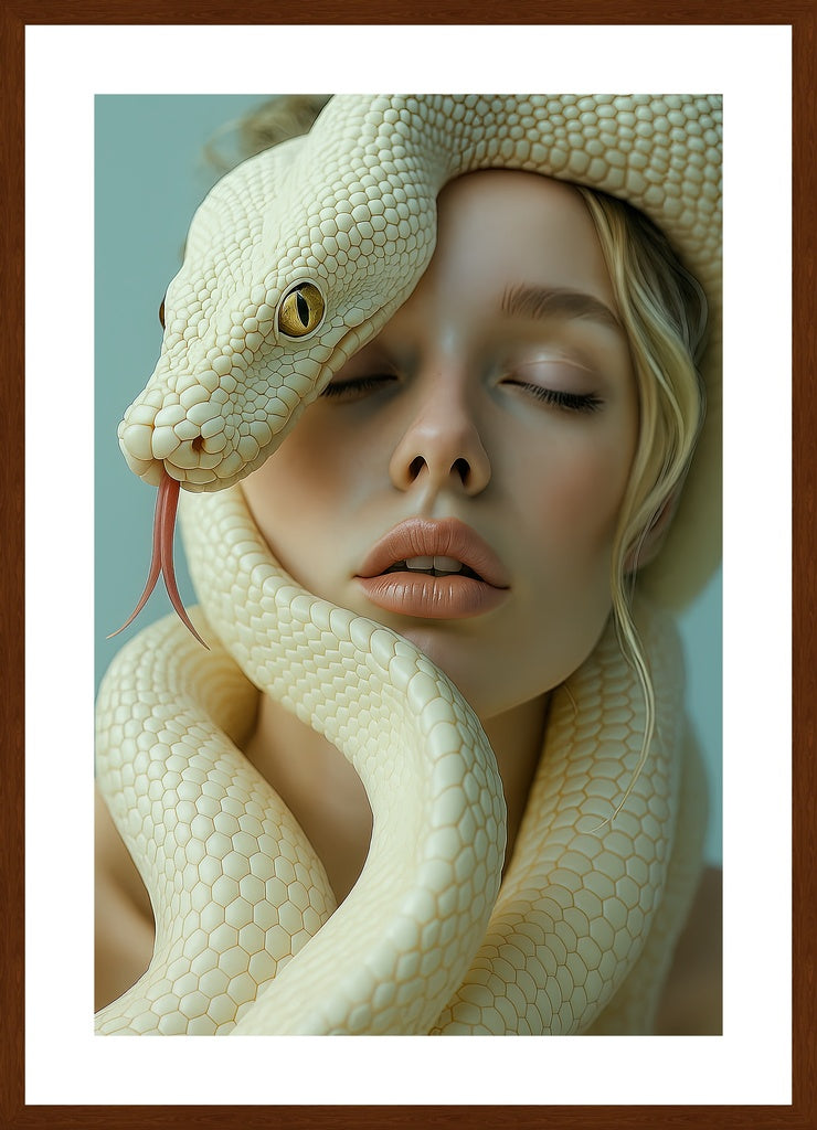 Serpent’s Whisper affisch stylad i interiörmiljö med mörk ekram.